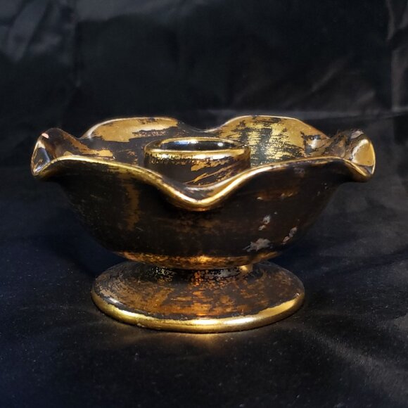 Vintage Stangl Pottery Antique Gold 22k Candlestick Holder  MCM Vintage - Picture 5 of 8